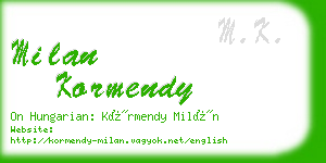 milan kormendy business card